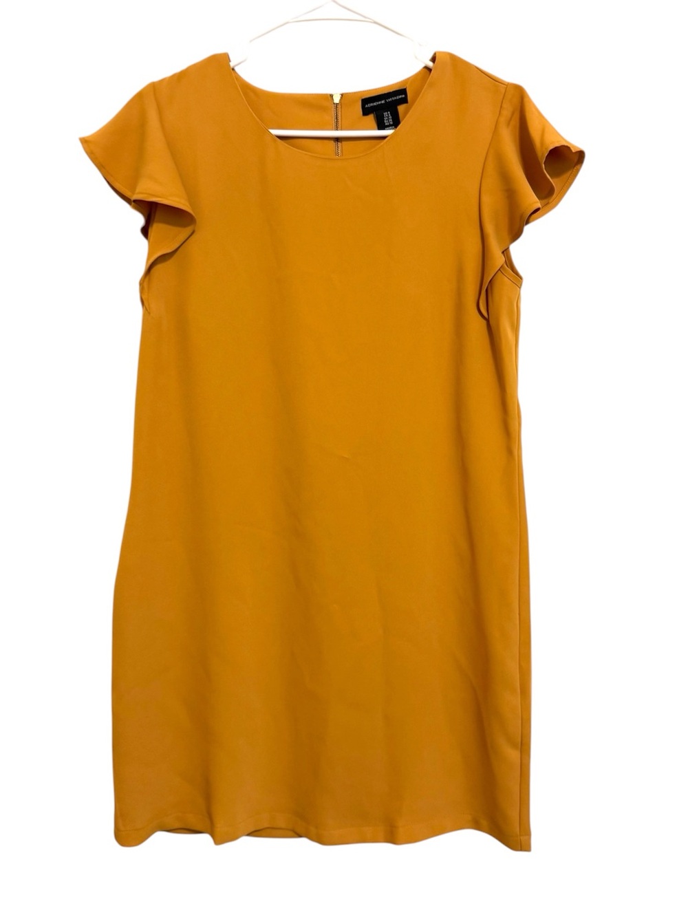Adrienne Vittadini Mustard Flutter Sleeve Shift Dress Size 6